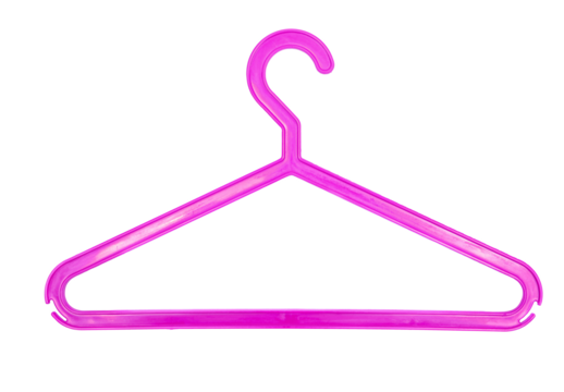 Pink plastic coat hanger isolated on white background, clipping