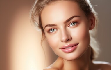 Fototapeta premium Close up shot of a beautiful woman with very clear skin