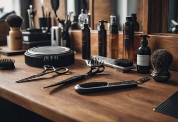 various barbershop implements in order