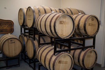 Barrels at a Distillery