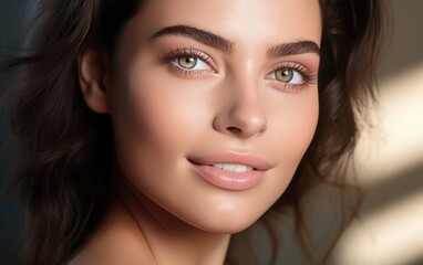 Obraz premium Close up shot of a beautiful woman with very clear skin