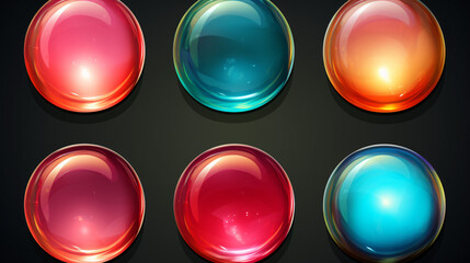 Set of glossy sphere buttons with inner light