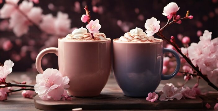 cup of coffee with chocolate rose, beverage, flowers, pink, food, hot, saucer, bouquet, spring, table, sweet, dessert, morning, 
