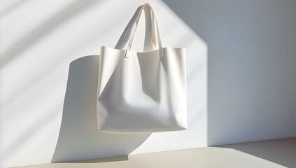 Mock up of pure white tote bag