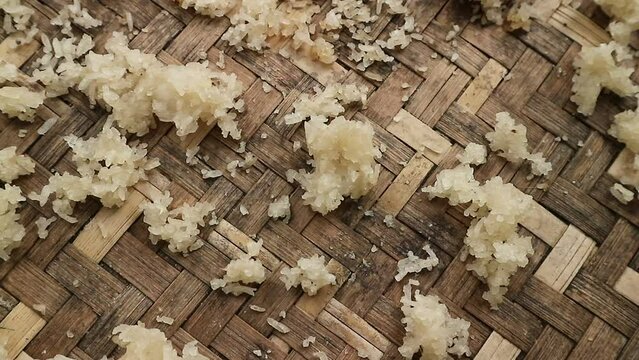 Nasi aking or dry rice is food that comes from inedible leftover rice which is cleaned and dried in the hot sun.