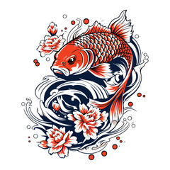 Obraz premium Cool and aesthetic colorful koi fish tattoo design