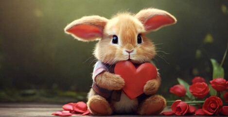 easter bunny with easter eggs cartoon, vector, love, heart, illustration, pink, celebration, egg, gift, fun, fur, pet, christmas, 