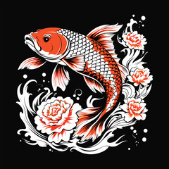 Cool and aesthetic colorful koi fish tattoo design