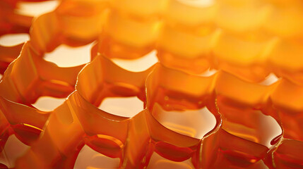 Honeycomb close-up. The uniqueness of natural textures is created by the mosaic pattern of a...