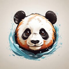 Fototapeta premium Panda Bear Logo: Playful Expression on White Paper