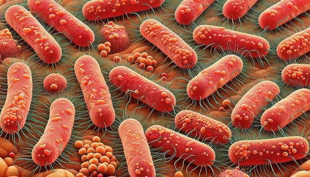 Porphyromonas gingivalis, an oral bacterium that causes periodontal diseases, on the mucosa 3D illustration