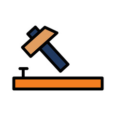 Nail Tools Wood Filled Outline Icon