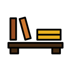 Book Furniture Wood Filled Outline Icon