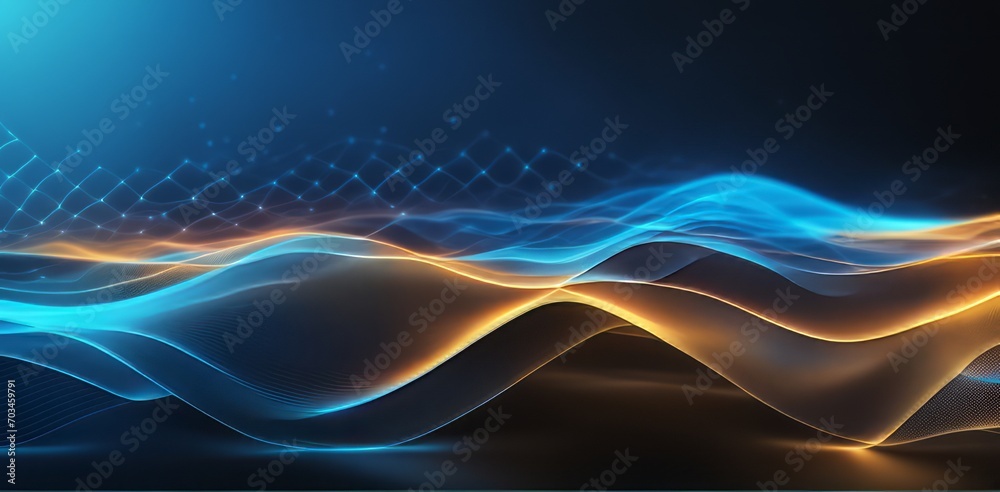 Aufkleber digital business abstract wave technology background the futuristic realm with this captivating wallpaper, the mesmerizing wave of science , creating a visual network of innovation