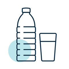 Fototapeta premium Glass and bottle of water vector icon