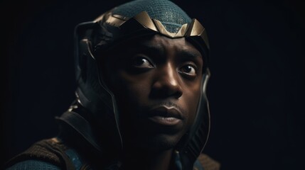 African american superhero Portrait of black man in fantastic costume