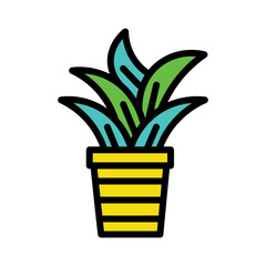 Flower Plant Pot Filled Outline Icon