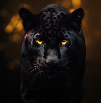 close up of a black panther, leopard
