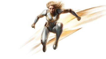 female superhero isolated on a white background