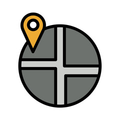 Street View Map Filled Outline Icon