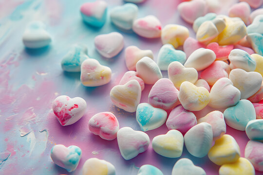 sweet background with candy hearts scattered on a soft pastel gradient for a charming and playful look happy valentine