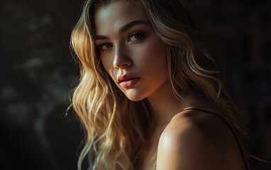 Le portrait d'une jeune femme blonde magnifique