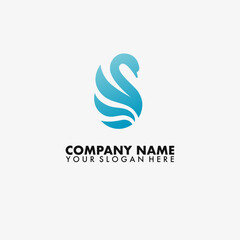 Swan Blue Water Drop Logo  vector template