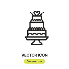 Wedding Cake icon vector. Linear-style sign for mobile concept and web design. Wedding Cake symbol illustration. Pixel vector graphics - Vector.