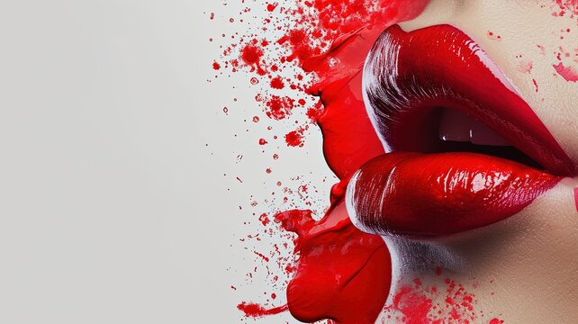 women lips lipstick liquid color Banner