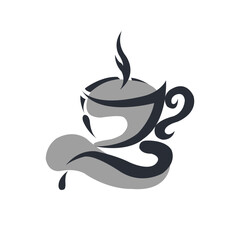 Vector illustration of coffee cup silhouette design on white background.