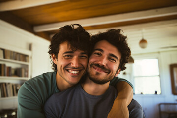 Lifestyle portrait of a gay couple 