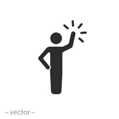 self confidence icon, high motivation, joy person, flat symbol - vector illustration