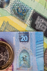 euro banknotes of the European Union close-up