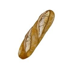 Loaf bakery bread bun rye watercolor illustration