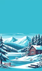 Tafelkleed landscape with christmas tree and snow © Vasyl