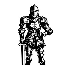 Fototapeta na wymiar Medieval Knight in Armor Vector Illustration
