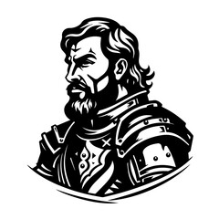 Medieval Knight in Armor Vector Illustration