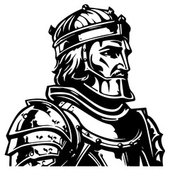 Medieval Knight in Armor Vector Illustration