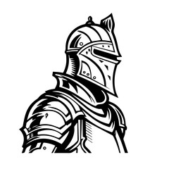 Medieval Knight in Armor Vector Illustration - obrazy, fototapety, plakaty