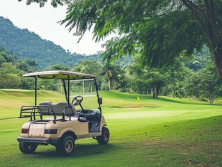 Leisure on the Links: Pristine Golf Cart Scene