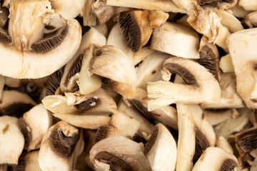 sliced white mushrooms mushrooms during cooking
