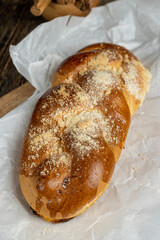 fresh white wheat bun close-up