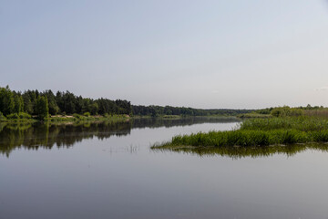 Fototapeta na wymiar a wide river in eastern Europe, the Neman