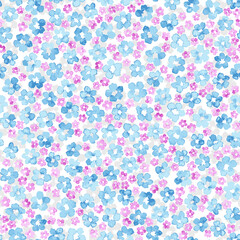 Tiny flowers cute seamless pattern. Watercolor ornament in the style of Provence. Chamomile field. Vector illustration.