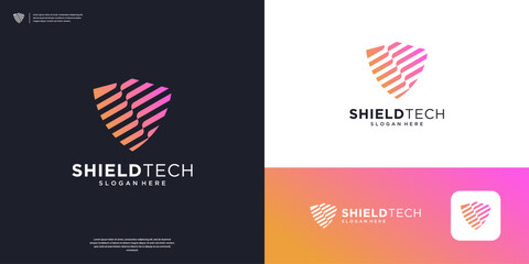 Creative shield protection logo design