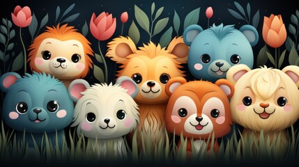 Obraz premium Fun and adorable patterns suitable for children's products and nursery decor