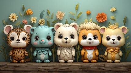 Obraz premium Fun and adorable patterns suitable for children's products and nursery decor