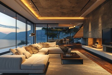 Luxury architecture interior of modern design living room sofa