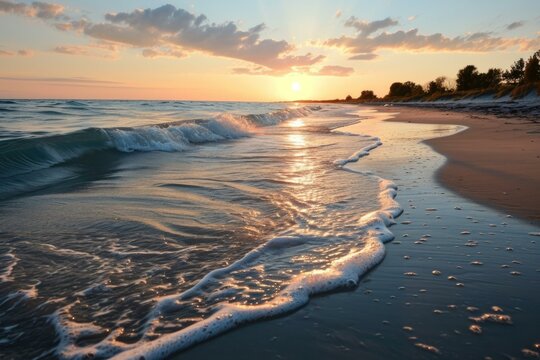 Serene Beach Sunset, Relaxation Concept