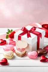 Birthday greeting card or Valentine's day with chocolates.